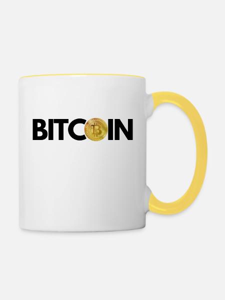 Krypto BITCOIN 3 - Tasse zweifarbig - Weiß/Gelb
