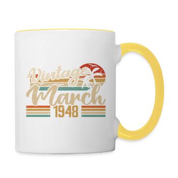 Cadeau Anniversaire Mars 1948 Cadeau Mars 1948 - Mug contrasté - blanc/jaune - Droite