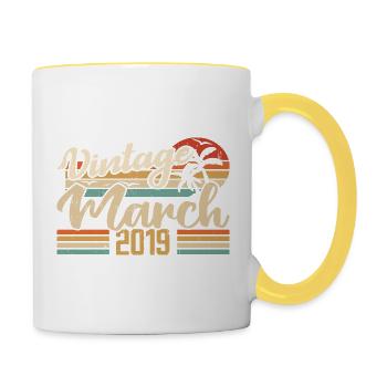 Cadeau Anniversaire Mars 2019 Cadeau Mars 2019 - Mug contrasté - blanc/jaune - Droite