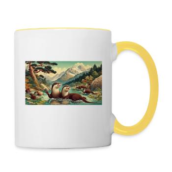Laughing otters - Contrasting Mug - white/yellow - Right