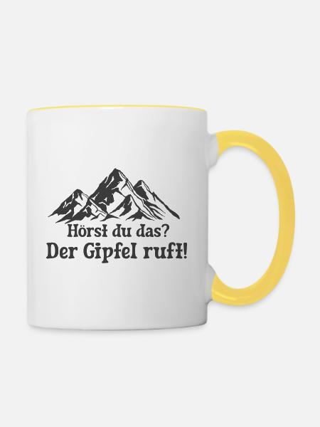 der Gipfel ruft - Tasse zweifarbig - Weiß/Gelb