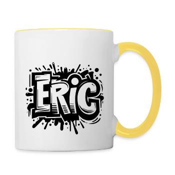 Eric Name Vorname Graffiti - Tasse zweifarbig - Weiß/Gelb - Rechts