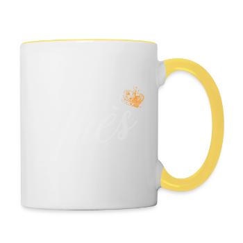 Ines Benutzerdefinierter Name für Frauen Kinder Kleinkinder - Ines - Tasse zweifarbig - Weiß/Gelb - Rechts