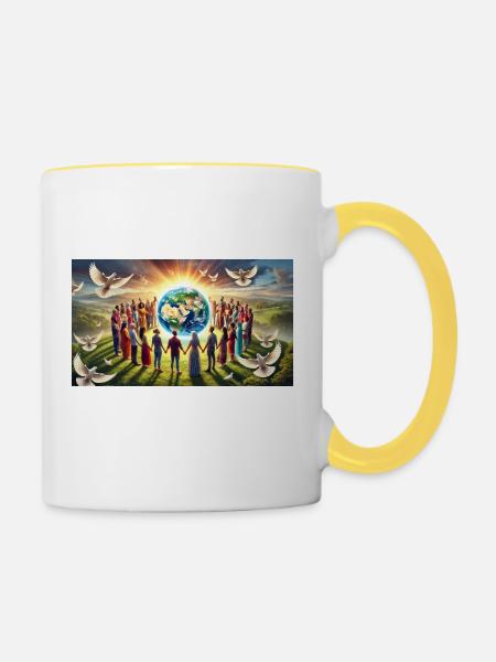 Alle Kulturen - Tasse zweifarbig - Weiß/Gelb