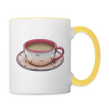 Tasse Kaffee - Tasse zweifarbig - Weiß/Gelb - Rechts