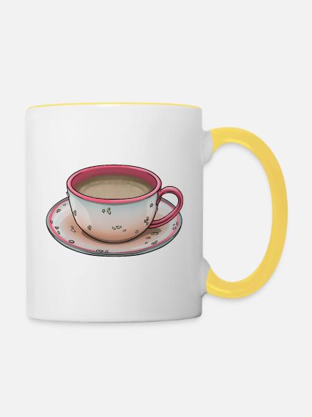 Tasse Kaffee - Tasse zweifarbig - Weiß/Gelb