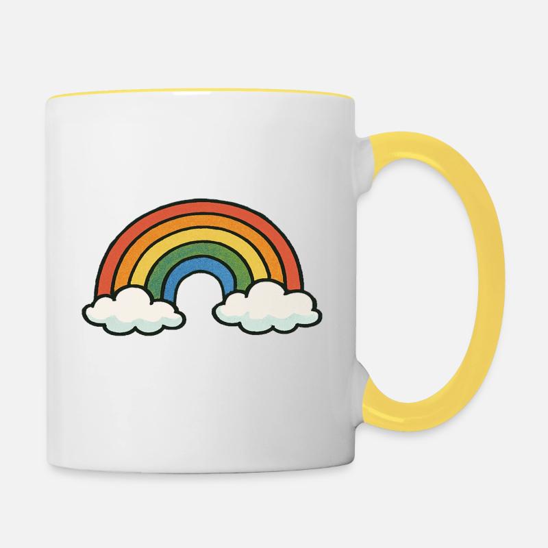 rainbow vintage 1 - Mug contrasté - blanc/jaune