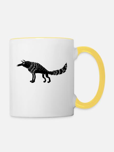 Wolf - Tasse zweifarbig - Weiß/Gelb
