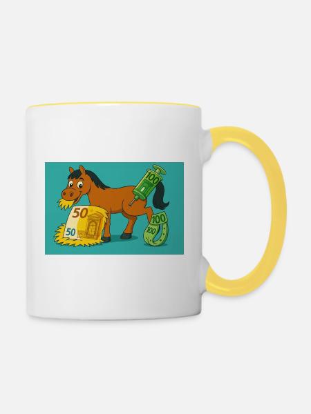 teures Pferd - Tasse zweifarbig - Weiß/Gelb