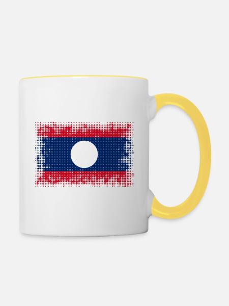 Laos - Tasse zweifarbig - Weiß/Gelb