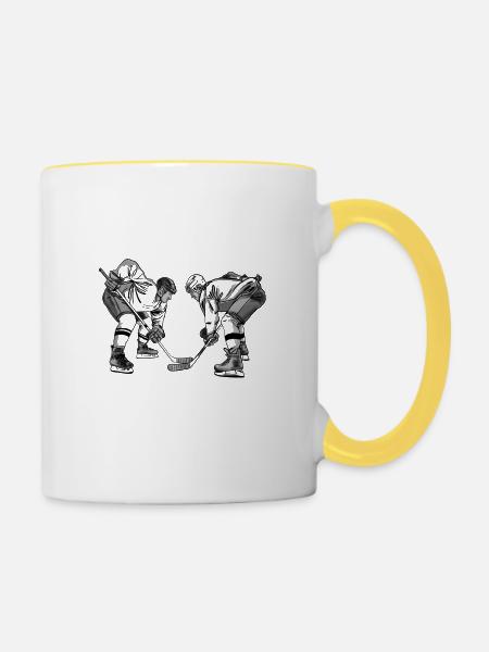 Eishockey - Tasse zweifarbig - Weiß/Gelb