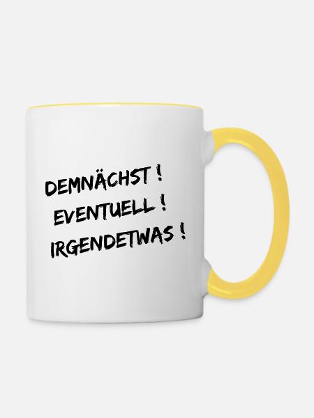 Demnaechst - Tasse zweifarbig - Weiß/Gelb