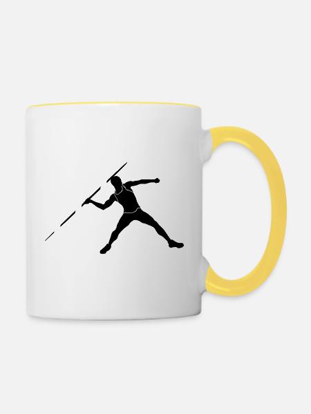 Speerwerfer - Tasse zweifarbig - Weiß/Gelb
