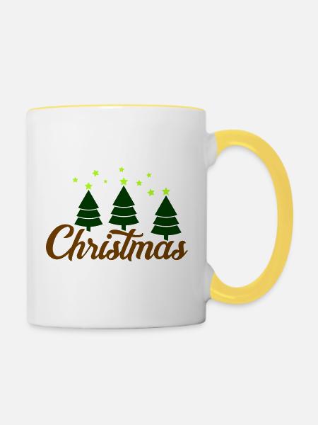 christmas - Tasse zweifarbig - Weiß/Gelb