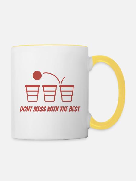 Drei Becher Der Beste Bleibt - Tasse zweifarbig - Weiß/Gelb