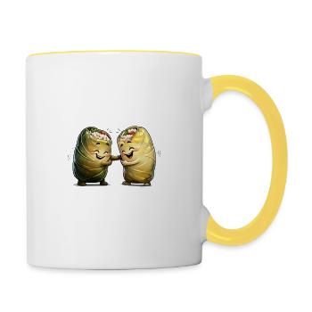 Rouleau de chou et golubez - Frères jumeaux - Mug contrasté - blanc/jaune - Droite