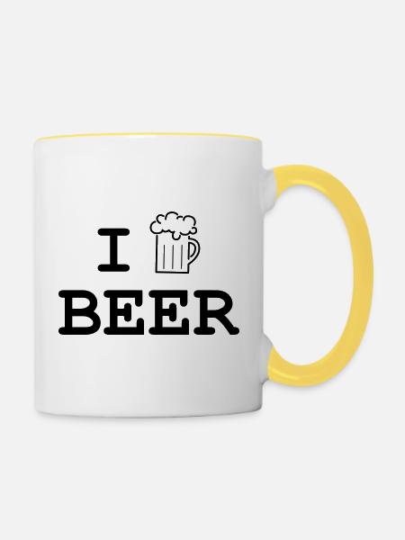 Ich mag Bier / Alkohol - Tasse zweifarbig - Weiß/Gelb