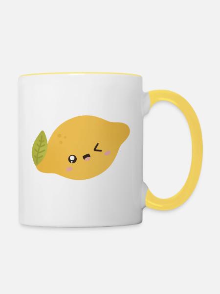 Lemon Kawaii - Tasse zweifarbig - Weiß/Gelb