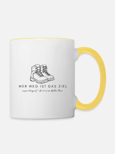 Der_weg_ist_das_ziel - Tasse zweifarbig - Weiß/Gelb