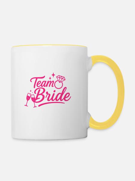 Team Braut Pink Diamond - Tasse zweifarbig - Weiß/Gelb