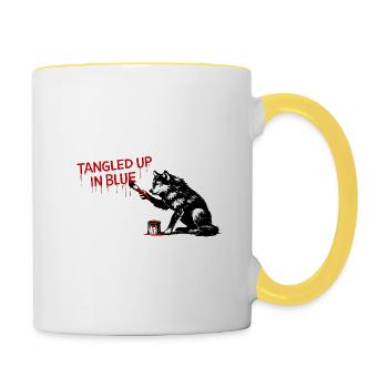 Sang Rouge TW Police de Loup - Mug contrasté - blanc/jaune - Droite