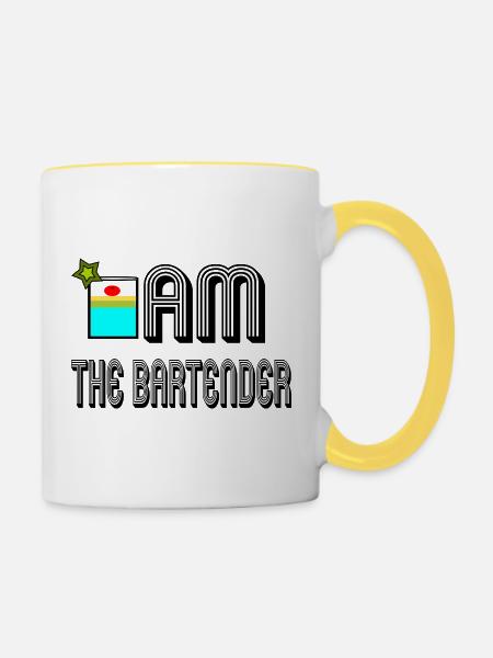I am the bartender - Tasse zweifarbig - Weiß/Gelb