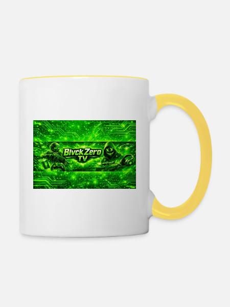 Neon Cyber Militär Logo - Tasse zweifarbig - Weiß/Gelb