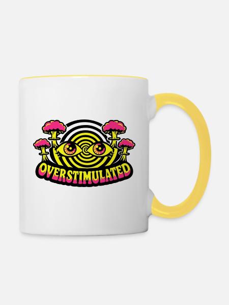 Overstimulated Psychedelic Eyes - Tasse zweifarbig - Weiß/Gelb