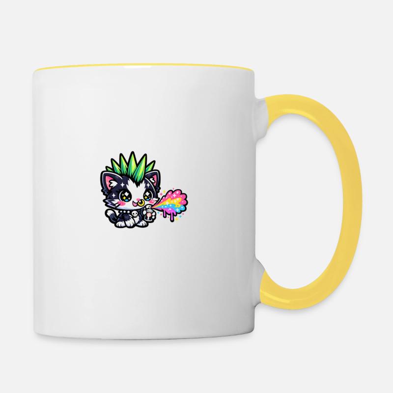 Punk Kitten Neon Spray Paints - Contrasting Mug - white/yellow