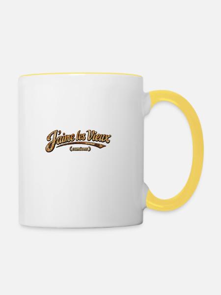 Ich liebe alte, rostige Trucks - Tasse zweifarbig - Weiß/Gelb