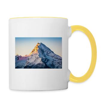 Watzmann im Sonnenaufgang - Tasse zweifarbig - Weiß/Gelb - Rechts