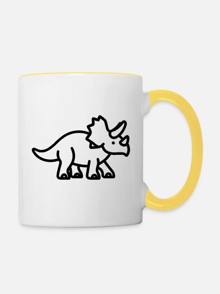 Triceratops - Tasse zweifarbig - Weiß/Gelb