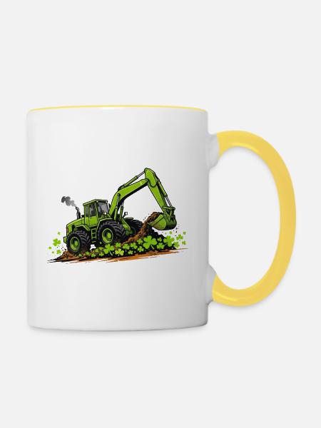 St. Patricks Day Bagger-Konstruktion - Tasse zweifarbig - Weiß/Gelb