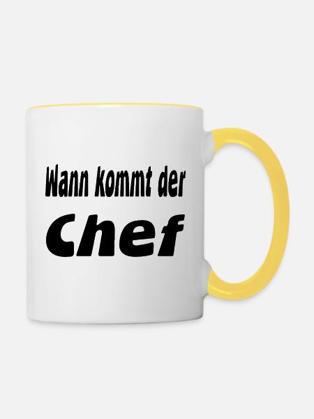 Chef - Tasse zweifarbig - Weiß/Gelb