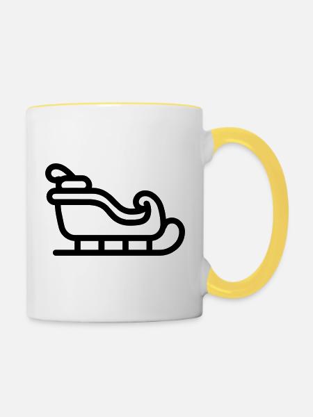 Santa's Schlitten - Tasse zweifarbig - Weiß/Gelb