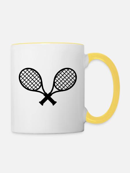 Tennis Schläger Rackets - Tasse zweifarbig - Weiß/Gelb
