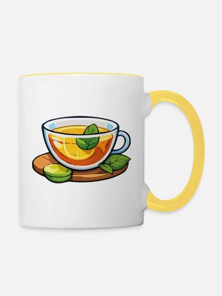 Zitrustee mit Minze - Tasse zweifarbig - Weiß/Gelb