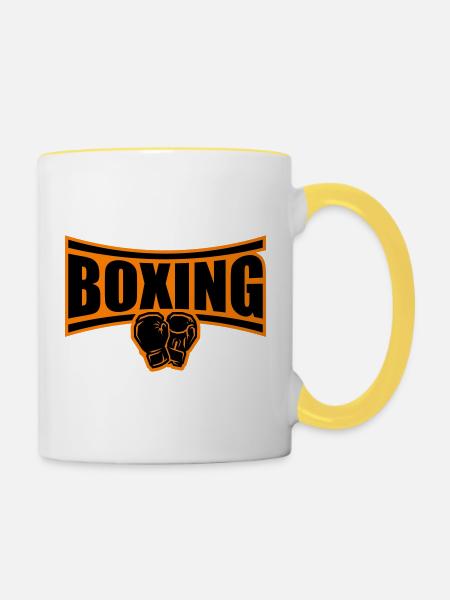Boxing Boxen - Tasse zweifarbig - Weiß/Gelb
