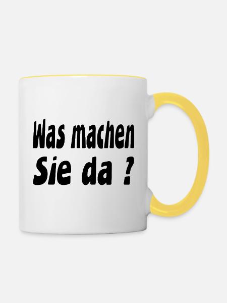 Arbeit - Tasse zweifarbig - Weiß/Gelb
