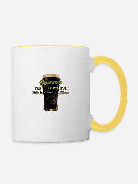 Hello_Darkness_Print - Tasse zweifarbig - Weiß/Gelb
