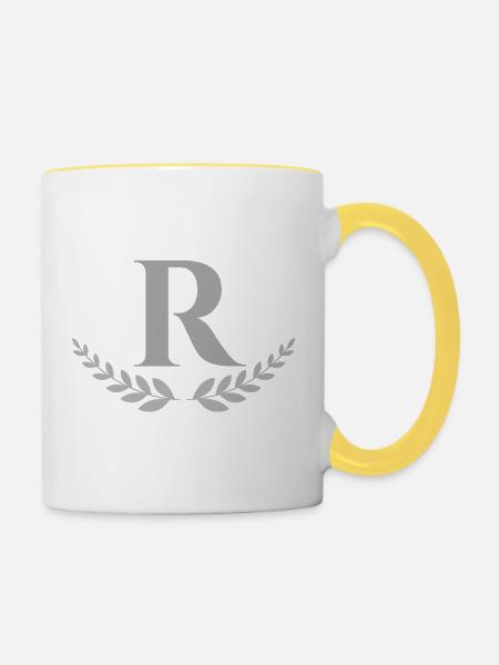 R - Tasse zweifarbig - Weiß/Gelb