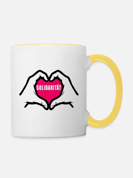 Solidarität - Tasse zweifarbig - Weiß/Gelb