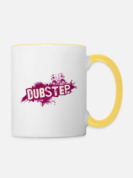 Dubstep-Graffiti-Grunge - Tasse zweifarbig - Weiß/Gelb