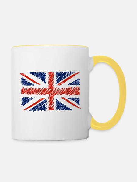 Union Flag Skizze - Tasse zweifarbig - Weiß/Gelb