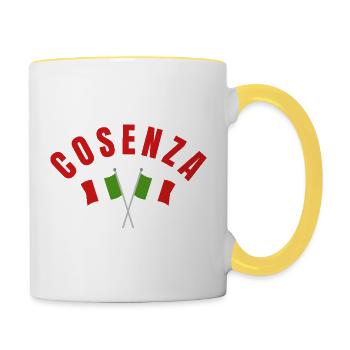 Cosenza Crossed Italian Flags - Contrasting Mug - white/yellow - Right