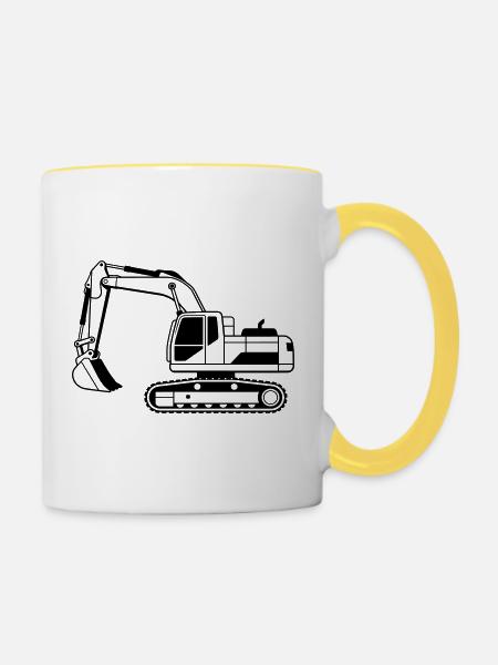 Bagger - Tasse zweifarbig - Weiß/Gelb