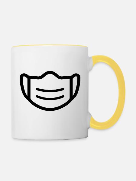 Maske - Tasse zweifarbig - Weiß/Gelb