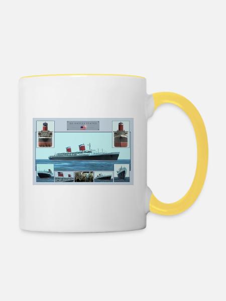 S.S. United States Poster - Tasse zweifarbig - Weiß/Gelb