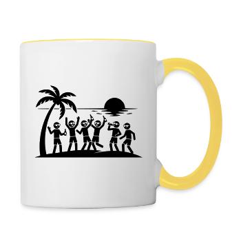 Équipe de plage pour fête de fin d’année - Mug contrasté - blanc/jaune - Droite
