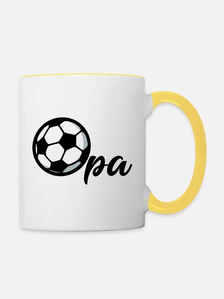 Fußball Opa - Tasse zweifarbig - Weiß/Gelb